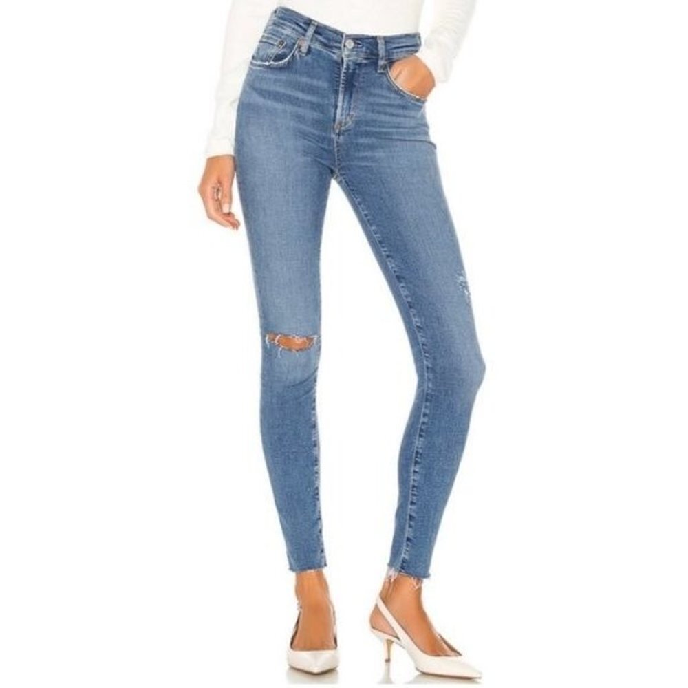 AGOLDE Sophie Ankle Skinny Distressed Raw Hem Jeans 24